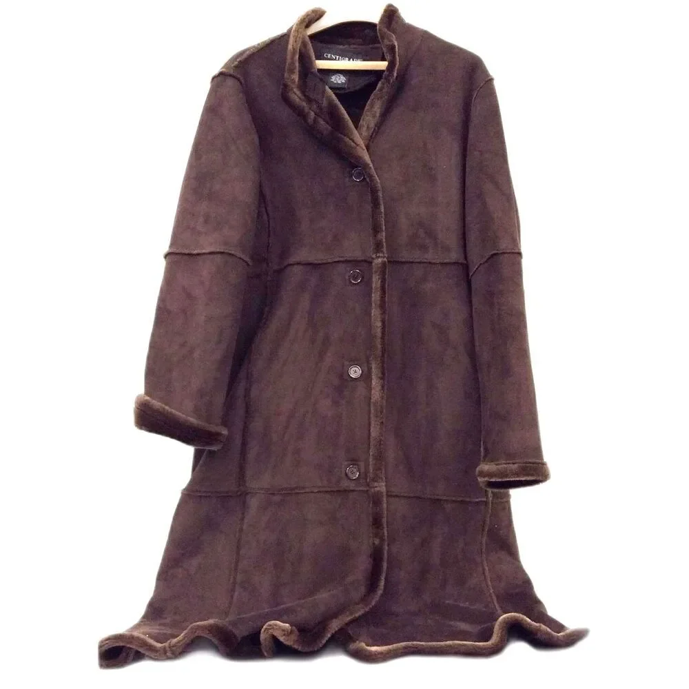 Centigrade Outerwear Brown Faux Suede Vintage Penny Lane Style Coat - Picture 4 of 9
